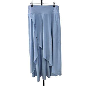 Halara Breezeful High Waisted, High Low Ruffle 2 in 1 Maxi Skirt, Blue, Shorts,L